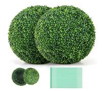RELAX4LIFE 2 Boules de Buis Artificielles, Fausses Boules de Verdure Rondes, Protection Solaire, Boules Décoratives de Jardin pour Jardin Porche Fête Mariage (Aglaia odorata,Φ50cm)