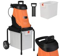 RELAX4LIFE 2800W Broyeur Végétaux et Branches Silencieux 2-EN-1 avec Bac 50L, 2 Roues de Transport, Ratio de Broyage 15:1, Broie Jusqu'à 45mm pour Compost Déchets Verts (Orange)
