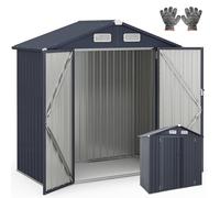 RELAX4LIFE 3,5 m³ Abri de Jardin en Acier Galvanisé avec Toit, 2 Portes Verrouillable, Ventilation Efficace 2 Gants, Cabane de Jardin Extérieur, Cabanon193x108x196cm pour Outils Vélos Équipements,