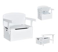 RELAX4LIFE 3 en 1 Banc de Coffre à Jouets en Bois Transformable Table et Chaise, Banc Banquette Coffre de Rangement Enfants, Blanc