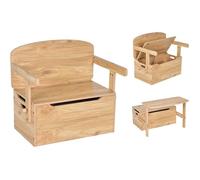 RELAX4LIFE 3 en 1 Banc de Coffre à Jouets en Bois Transformable Table et Chaise, Banc Banquette Coffre de Rangement Enfants,
