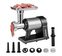 RELAX4LIFE 3-EN-1 Hachoir à Viande Électrique Professionnel 2000 W Max. en Aluminium avec Plaques de Broyage, Accessoires de Kubbe et de Saucisse, 1,8 KG/MIN pour Viande Saucisses et Charcuterie