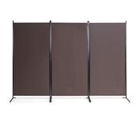 RELAX4LIFE 3 Pcs Paravent Pliable 260X183CM sur Pieds Incurvé | Cadre Métal | Cloison de Séparation | Charnières Résistantes | Brun