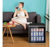 RELAX4LIFE 46L Refroidisseur de Boissons 4-16°C avec LED&Porte en Verre&Bac de récupération, Réfrigérateur Rétro de Bière, Mini Rrigo Silencieux pour Bar Cuisine Chambre, Noir