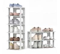 RELAX4LIFE 6 Pcs Boîtes à Chaussures Empilables, Étagère Rangement Chaussures Modulable, Design Vertical Compact, Montage Rapide sans Outil, pour Entrée Placard Couloir, 27,5x24,5x76,5 CM (Blanc)