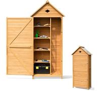 RELAX4LIFE Abri de Jardin en Bois de Sapin Certifié FSC avec Porte Verrouillable&Toit, Cabanon Extérieur 80x45x177cm