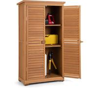 RELAX4LIFE Abri de Jardin en Bois, Toit à Pente, Armoire Rangement de Jardin avec 3 Étagères Amovibles, Abri à Outils 87x47x160 cm