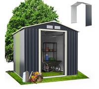 RELAX4LIFE Abri de Jardin Métal 4m2 avec Porte Coulissante Toit en Pente, Cabane de Jardin Extérieur 277x192x201cm Bricolage Rangement Cananon de Jardin résistant aux intempéries