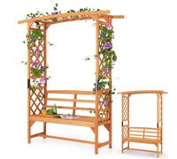 RELAX4LIFE Arche de Jardin avec Banc 2 Places et Treillis Latéral Supérieur pour Plantes Grimpantes, Arceau avec Banc de Jardin Décoratif Extérieur, pour Jardin Terrasse Patio (M | 160x50x199cm)