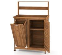 RELAX4LIFE Armoire de Rangement, Table de Rempotage en Bois Sapin avec Plateau, Placard Étagère Réglable et Compartiment Incliné, Armoire de Jardin pour Balcon Terrasse Pelouse, Naturelle