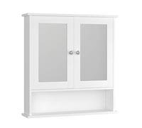 RELAX4LIFE Armoire Murale à Miroir avec 3 Étagères et 2 Portes, Armoire de Toilettes Suspendue avec Étagère Réglable, Charge Max 15 KG, 56 X 13 X 58 CM (Blanc)