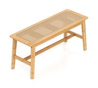 RELAX4LIFE Banc Chaussures Entrée 100 CM en Rotin, Banc Salle à Manger en Bambou Amana Cannage avec Tissé à la Main, Banquette, Bout de Lit pour Entrée Cuisine Salon Chambre Naturel