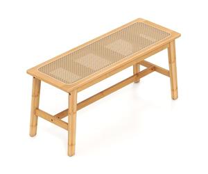 RELAX4LIFE Banc Chaussures Entrée 100 CM en Rotin, Banc Salle à Manger en Bambou Amana Cannage avec Tissé à la Main, Banquette, Bout de Lit pour Entrée Cuisine Salon Chambre Naturel