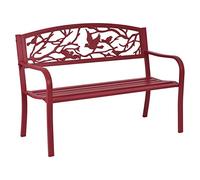 RELAX4LIFE Banc de Jardin en Fonte d’Acier pour 2-3 Personnes avec Incliné Dossier Ciselé, Accoudoirs Arrondis et Pieds Durables Résistant, Utilisation en Extérieur, Bronzé/Noir (Modèle 5)