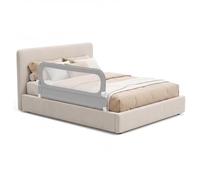 RELAX4LIFE Barrière de Lit Rabattable 150 cm, Barriere de Securite Enfant Lit, Double Verrouillage, Maille Respirante, Base Métallique, Protection Anti-Chute, pour Matelas 10-28 cm d'Épaisseur Gris