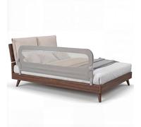 RELAX4LIFE Barrière de Lit Rabattable 200 cm, Barriere de Securite Enfant Lit, Double Verrouillage, Maille Respirante, Base Métallique, Protection Anti-Chute, pour Matelas 10-28 cm d'Épaisseur (Gris)