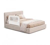 RELAX4LIFE Barrière de Lit Rabattable 80 cm, Barriere de Securite Enfant Lit, Double Verrouillage, Maille Respirante, Base Métallique, Protection Anti-Chute, pour Matelas 10-28 cm d'Épaisseur (Blanc)