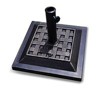 RELAX4LIFE Base de Parasol en Résine avec Tube en Acier INOX pour Diamètre 38-48MM, Support de Parasol/Parapluie Utilisable en Intérieur et Extérieur (Carré Bronzé, 440 x 440 x H330mm)