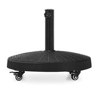 RELAX4LIFE Base de Parasol Ronde sur roulettes en Résine 23 Kg, Support de Parasol d'Extérieur en Rotin avec Roues Verrouillables, Résistance à Décoloration, Convient pour Bord de Piscine, Cour, Rue,