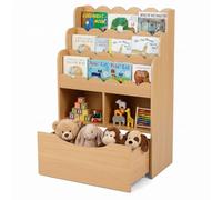 RELAX4LIFE Bibliothèque Montessori Enfant avec roulettes (Naturel)