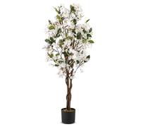 RELAX4LIFE Bougainvillier Artificiel 120 cm, Plante Fausse en Pot pour Intérieur, 360 Fleurs, 40 Feuilles, 3 Branches, 2 Rotins et Mousse