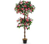 RELAX4LIFE Bougainvillier Artificiel 140 CM avec Tronc en Bois, 630Feuilles 252Fleurs, Plante Artificielle en Pot Décoration Florale pour Maison Balcon Jardin, Utilisation Intérieure/Extérieure