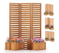 RELAX4LIFE Brise Vue en Bois pour Jardin, Jardinière avec Treillis pour Plantes Grimpantes, Paravent Extérieur Pliable avec 2 Bacs à Fleurs, Trous de Drainage, pour Balcon Jardin Patio, 157x50x168 CM