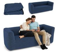 RELAX4LIFE Canapé Gonflable 2 Places, Fauteuil Gonflable Portable Charge 300KG avec Housse Amovible, Accoudoirs Larges, Canapé pour 2 Personnes, Salon Camping, Pompe Non Inclus