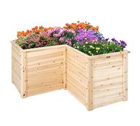 RELAX4LIFE Carré Potager en Bois de Sapin avec Base Ouverte, Jardinière Surélevée en Forme de L pour Légumes Fruits, Lit de Jardin pour Jardin Patio Terrasse, 120X120X62 CM (Naturel)