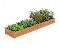 RELAX4LIFE Carré Potager en Bois de Sapin sans Fond, Jardinière Rectrangulaire Imperméable pour Légumes Fleurs Fruits, Bac à Plantes pour Cour Jardin Pelouse, 240X60X25 CM (Orange)