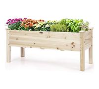 RELAX4LIFE Carré Potager sur Pieds en Bois de Sapin, Jardinière Surélevé avec Trous de Drainage, pour Fleurs Légumes, Charge100 KG, pour Balcon Terrasse Jardin (Naturel, 120X43,5X51 CM)