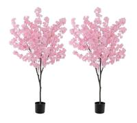 RELAX4LIFE Cerisier Artificiel 190cm, Arbre Artificiel avec Fleurs Roses, Plante Artificielle Haute, Branches Réglables, Pot Rempli de Ciment pour Intérieur et Extérieur, Mariage, Maison (2)