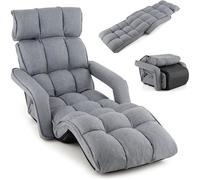 RELAX4LIFE Chaise de Sol Rembourré Réglable en 6 Positions avec Appui-tête & Accoudoirs,Fauteuil Relaxant au Sol 1 Place