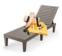 RELAX4LIFE Chaise Longue de Jardin, Bain de Soleil avec Dossier Inclinable sur 5 Positions, Chaise Longue d'extérieur en PP Durable pour Piscine, Terrasse, Plage, 190 x 57,5 x (29-84,5) cm (Café)