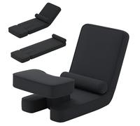 RELAX4LIFE Chaise Pliante de Sol avec Dossier Réglable en 5 Positions, Coussin Cylindrique, Fauteuil de Lecture Rembourré avec Inclinable Tapissé pour Salon Chambre, Noir