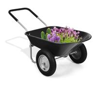 RELAX4LIFE Chariot de Jardin 140 L avec Poignée en Caoutchouc Brouette de Jardin Cadre en Fer pour Ferme Charge 100 KG Noir