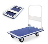 RELAX4LIFE Chariot de Transport Pliable en Fer Charge 300KG avec Plateau Antidérapant, Chariot Design Compact à 4 roulettes en PU, 60 x 90 x 88 cm pour Déménagement Logistique Manutention Silencieuse