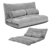 RELAX4LIFE Chauffeuse Convertible 2 Place en Velours Côtelé Réglable à 6 Positions avec 2 Oreillers, Canapé 2 Places Housse Amovible Convient pour Salon Chambre