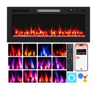 RELAX4LIFE Cheminée Électrique avec Chauffage 750W/1500W | Cheminee Decorative avec Effet Flamme LED | 12 Couleurs | 5 Luminosités | 5 Vitesses | Montage Mural/Encastrable | Contrôle App&WiFi | 37㎡