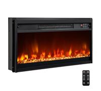 RELAX4LIFE Cheminée Électrique Encastrable 1500W | Cheminee Decorative avec Effet Flamme LED | Chauffage 17-32°C | 8 Couleurs | 3 Luminosités | 5 Vitesses | Minuterie | Thermostat | 37 m² (68,5x34 cm)