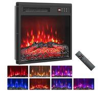 RELAX4LIFE Cheminée Électrique Encastrable 750/1500W | Petite Cheminee Decorative avec Effet Flamme LED | Chauffage | 7 Couleurs | 5 Luminosités | 5 Vitesses | Verrouillage Enfant | Minuterie | 37㎡