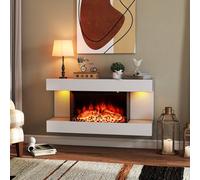 RELAX4LIFE Cheminée Électrique Murale 750W/1500W | Cheminee Decorative avec Effet Flamme LED | 12 Couleurs | Lumière d'Ambiance | Luminosité Réglable | Chauffage 17-28° | Télécommande | 37㎡