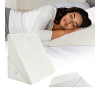 RELAX4LIFE Coussin de Lecture Mousse à Mémoire de Forme et Surface Flanelle, Oreiller de Lecture Idéal pour Sommeil et Repose, Coussin Incliné Triangulaire en Housse Lavable(Blanc)