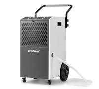 RELAX4LIFE Déshumidificateur d'Air Commercial 73L/J pour 695m3, Déshumidificateur Électrique avec Roues-Minuterie 24H-Dégivrage Automatique-Tuyau de Vidange pour Sous-sols Usines (Blanc)