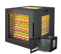RELAX4LIFE Déshydrateur Alimentaire avec 10 Plateaux, Minuterie de 24 Heures et Température de 35-75℃, Déshydrateur en Acier Inoxydable pour Fruits, Légumes, Viande (33x40x36cm)