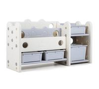 RELAX4LIFE Design Chat Meuble Rangement Enfant à 3 Niveaux, Bibliothèque Enfant avec 4 Bacs Amovibles, Organisateur de Jouets en HDPE Épaissi pour Chambre Bébé, Crèche, Salle de Jeux, 114x36,5x63cm, G