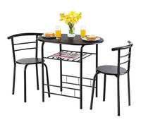 RELAX4LIFE Ensemble de Table à Manger et 2 Chaises, Porte-Bouteille, Table de Cuisine 2 Personnes pour Bistro / Salle à