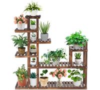 RELAX4LIFE Étagère à Fleurs en Bois, Support de Pots avec Grande Capacité, Porte-Plantes Extérieur & Intérieur, 7 étagères