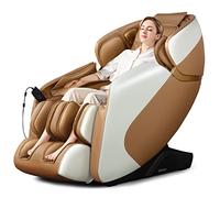 RELAX4LIFE Fauteuil Massant Chauffant | Fauteuil de Massage Inclinable | Rail SL | Zéro Gravité | 12 Modes & 5 Vitesses | Rouleau Pieds | Bluetooth | Commande Vocale | Massage Shiatsu (Brun Clair)