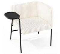 RELAX4LIFE Fauteuil Salon en Velours avec Plateau Ovale, Chaise de Loisirs avec Assise & Dossier Rembourrés et Petite Table Tout-en-Un, pour Bureau, Chambre, Charge 150 kg